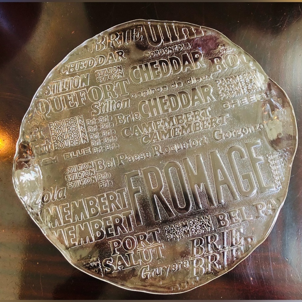 Charcuterie Clear Glass Cheese Plate with Engraved Text